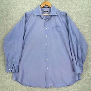 Nautica Shirt Mens 18 Blue Check Button Up Long Sleeve Casual Cotton Collared